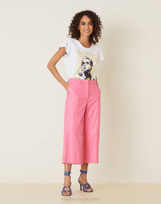 Manila Grace ملابس نحيف com.fuxia سروال قصير من الجلد الصناعي Z2TJ414