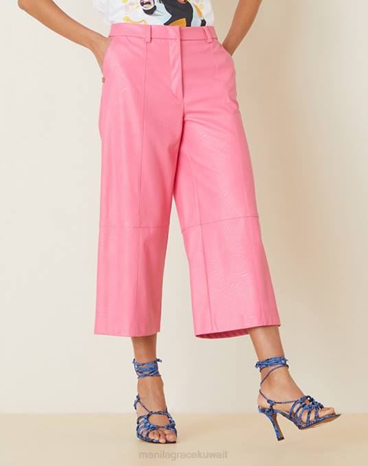 Manila Grace ملابس نحيف com.fuxia سروال قصير من الجلد الصناعي Z2TJ414