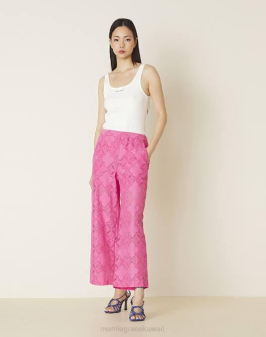 Manila Grace ملابس نحيف com.fuxia بنطال قصير من القطن المثقوب Z2TJ428