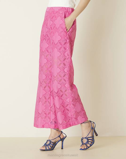 Manila Grace ملابس نحيف com.fuxia بنطال قصير من القطن المثقوب Z2TJ428