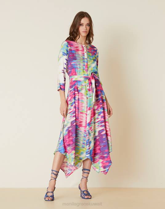 Manila Grace ملابس نحيف com.fuxia فستان ميدي مع طباعة بكسل Z2TJ50