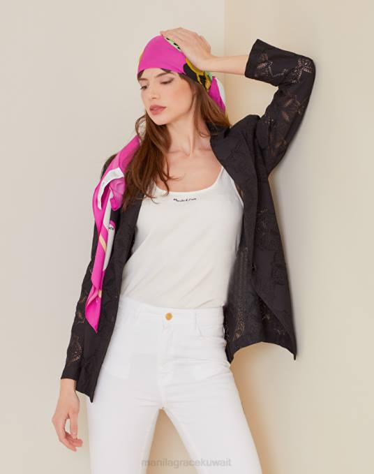 Manila Grace ملحق نحيف com.fuxia وشاح بطبعة زهور من الفوال الفيسكوز Z2TJ597