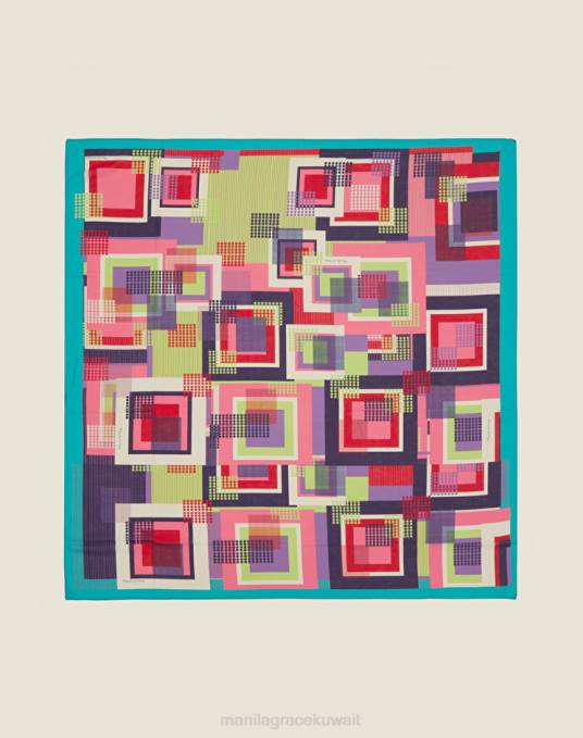 Manila Grace ملحق نحيف com.fuxia فولارد شيفون مربع مطبوع Z2TJ634